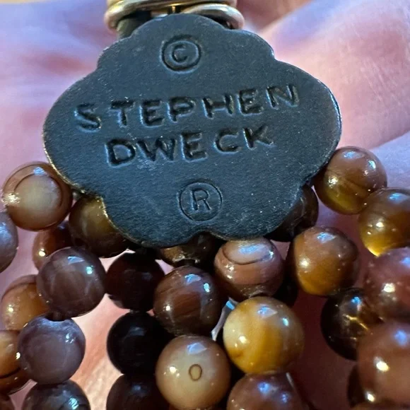 Stephen Dweck Tiger Eye Jasper Agate Amber Mixed Strand Necklace GUC - Picture 2 of 6